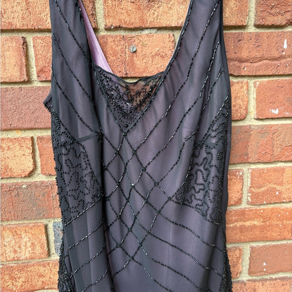 Alex Evenings Purple Beaded Chiffon Evening Gown